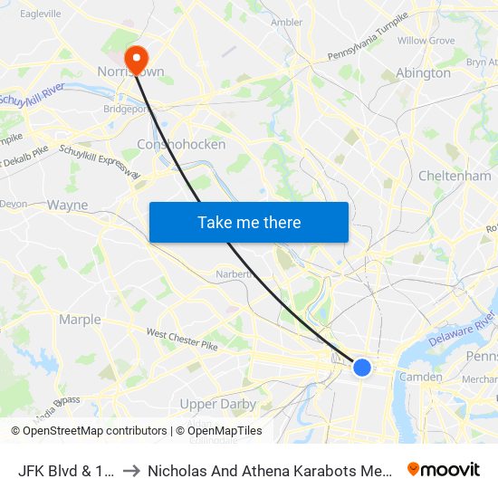 JFK Blvd & 15th St to Nicholas And Athena Karabots Medical Building map