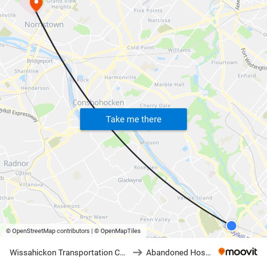 Wissahickon Transportation Center - Onsite to Abandoned Hosptial Unit map