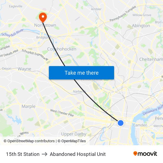 15th St Station to Abandoned Hosptial Unit map
