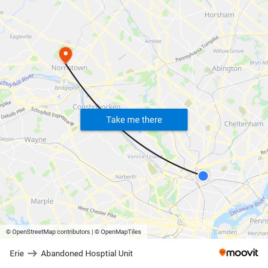 Erie to Abandoned Hosptial Unit map