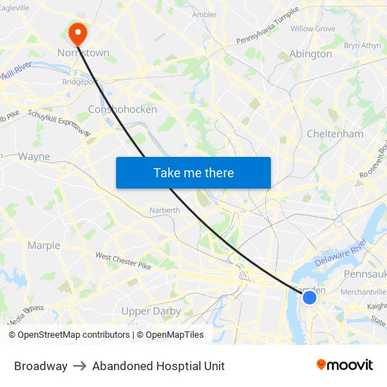 Broadway to Abandoned Hosptial Unit map