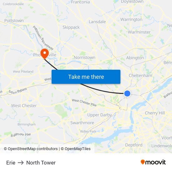 Erie to North Tower map