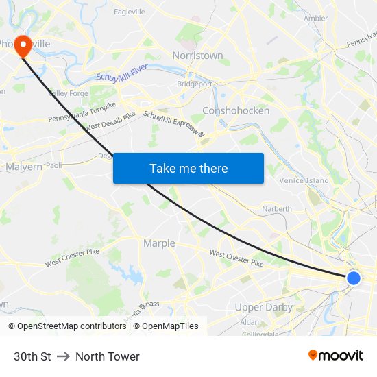 30th St to North Tower map