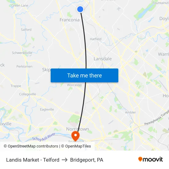 Landis Market - Telford to Bridgeport, PA map