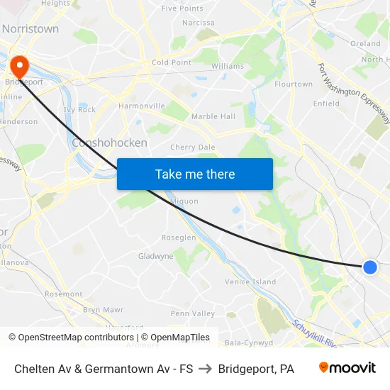 Chelten Av & Germantown Av - FS to Bridgeport, PA map