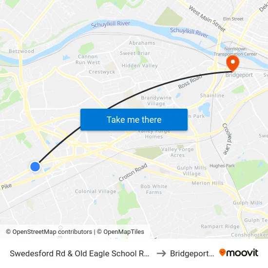 Swedesford Rd & Old Eagle School Rd - Mbns to Bridgeport, PA map