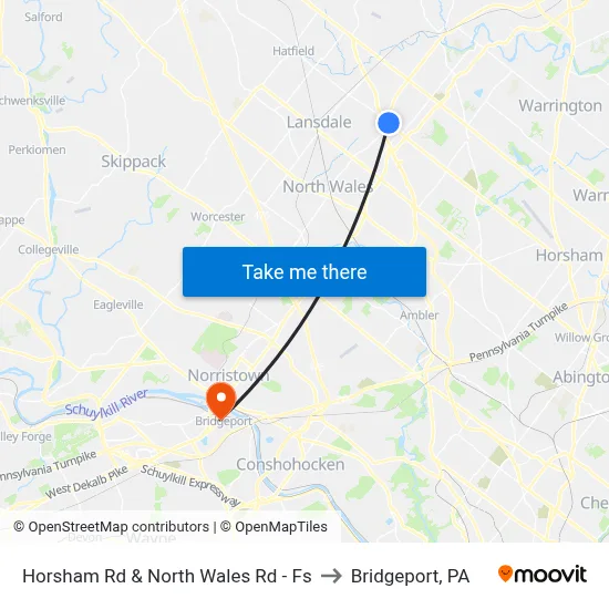 Horsham Rd & North Wales Rd - Fs to Bridgeport, PA map
