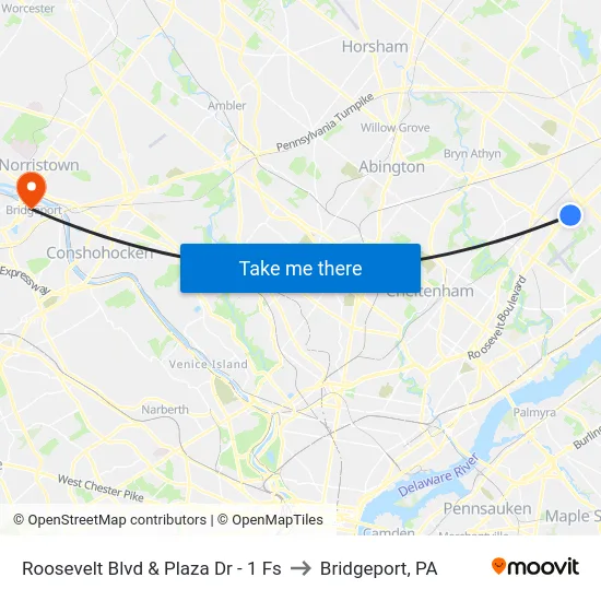 Roosevelt Blvd & Plaza Dr - 1 Fs to Bridgeport, PA map