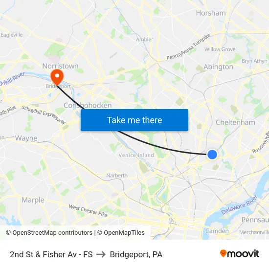 2nd St & Fisher Av - FS to Bridgeport, PA map