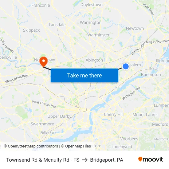 Townsend Rd & Mcnulty Rd - FS to Bridgeport, PA map