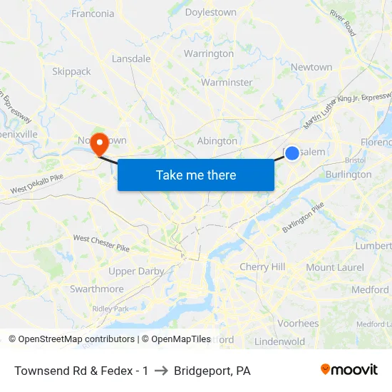 Townsend Rd & Fedex - 1 to Bridgeport, PA map