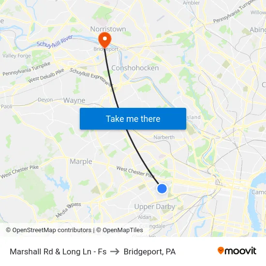 Marshall Rd & Long Ln - Fs to Bridgeport, PA map