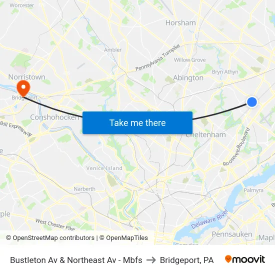 Bustleton Av & Northeast Av - Mbfs to Bridgeport, PA map