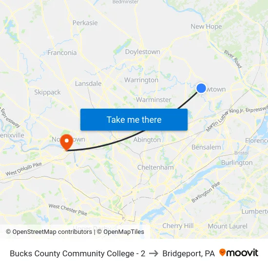 Bucks County Community College - 2 to Bridgeport, PA map