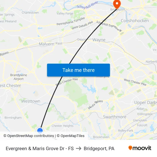 Evergreen & Maris Grove Dr - FS to Bridgeport, PA map