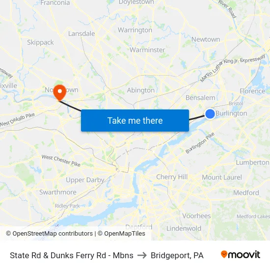 State Rd & Dunks Ferry Rd - Mbns to Bridgeport, PA map