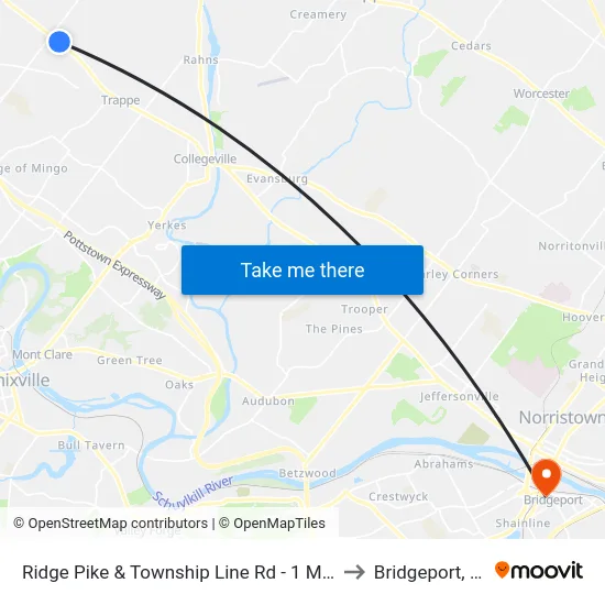 Ridge Pike & Township Line Rd - 1 Mbns to Bridgeport, PA map