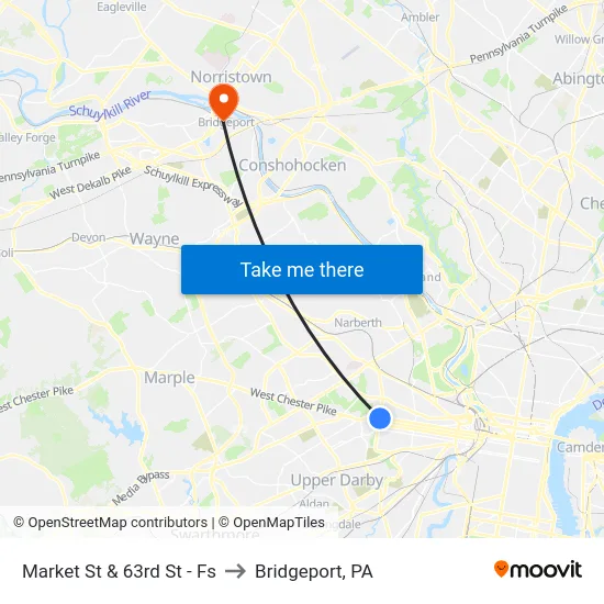 Market St & 63rd St - Fs to Bridgeport, PA map