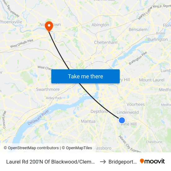 Laurel Rd 200'N Of Blackwood/Clementon Rd to Bridgeport, PA map