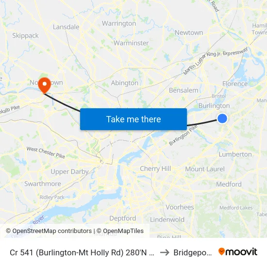 Cr 541 (Burlington-Mt Holly Rd) 280'N Of Sunset Rd to Bridgeport, PA map
