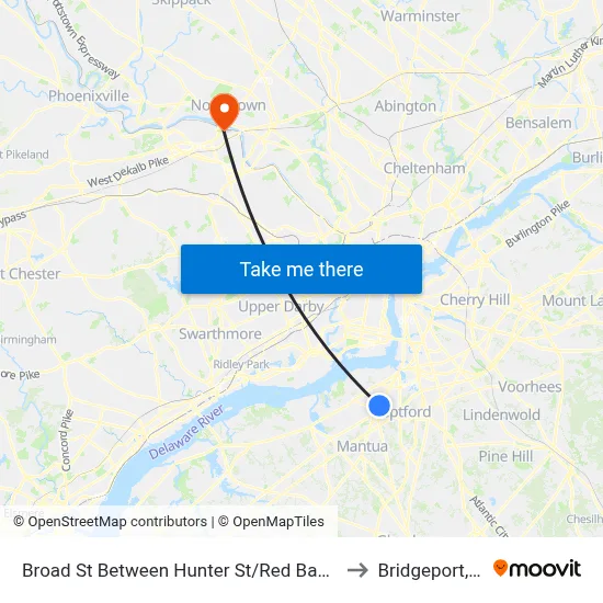 Broad St Between Hunter St/Red Bank Ave to Bridgeport, PA map