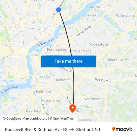 Roosevelt Blvd & Cottman Av - FS to Stratford, NJ map
