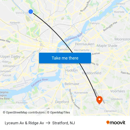 Lyceum Av & Ridge Av to Stratford, NJ map