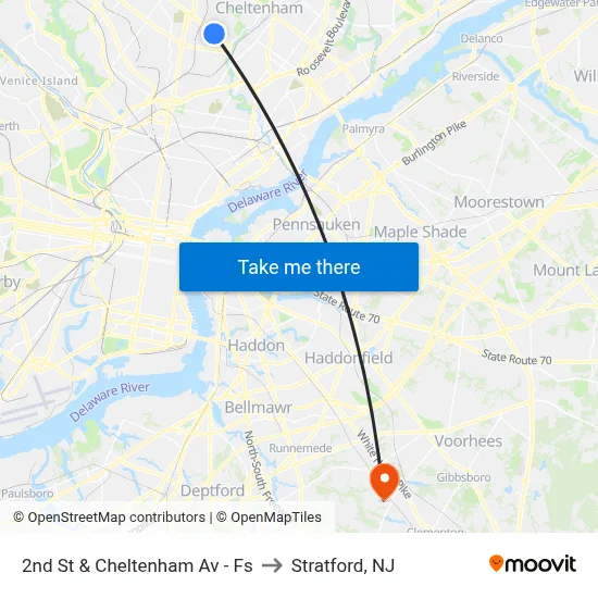 2nd St & Cheltenham Av - Fs to Stratford, NJ map