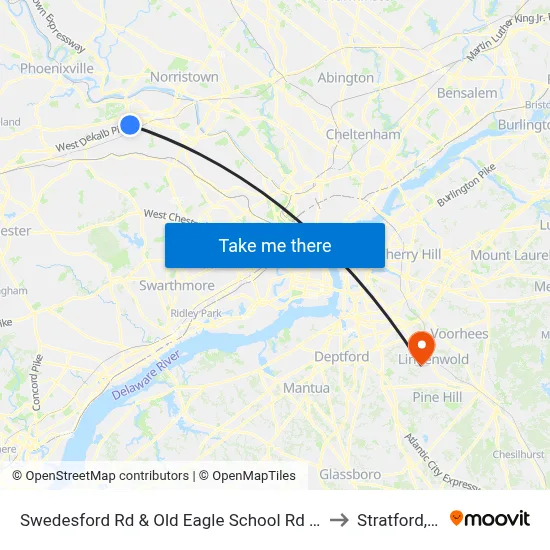 Swedesford Rd & Old Eagle School Rd - Mbns to Stratford, NJ map