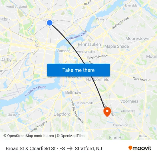 Broad St & Clearfield St - FS to Stratford, NJ map