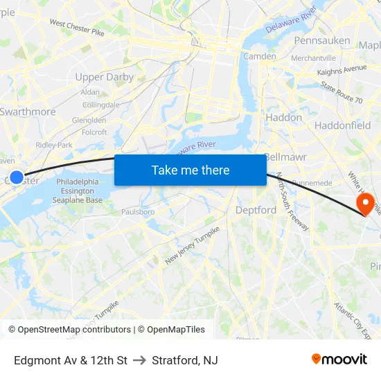 Edgmont Av & 12th St to Stratford, NJ map