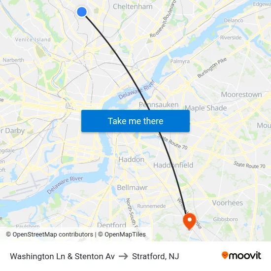 Washington Ln & Stenton Av to Stratford, NJ map