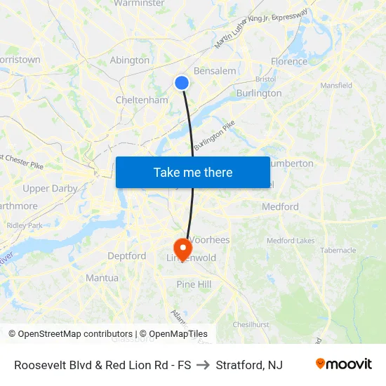 Roosevelt Blvd & Red Lion Rd - FS to Stratford, NJ map