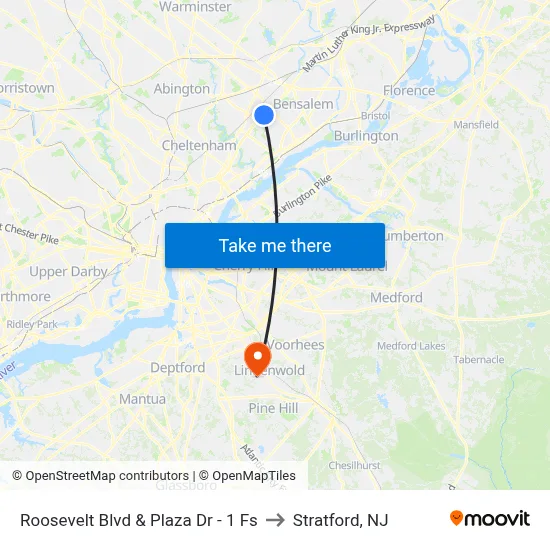 Roosevelt Blvd & Plaza Dr - 1 Fs to Stratford, NJ map