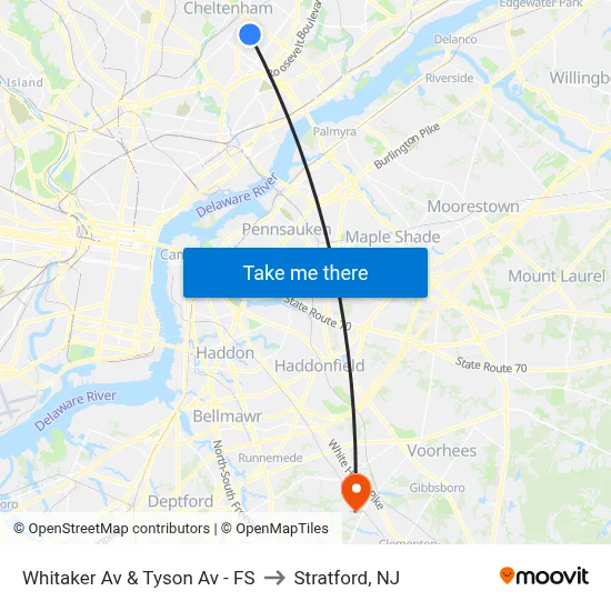 Whitaker Av & Tyson Av - FS to Stratford, NJ map