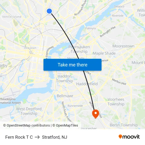 Fern Rock T C to Stratford, NJ map