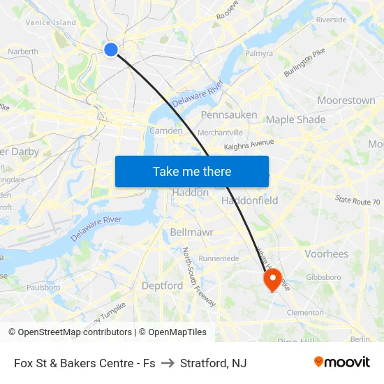 Fox St & Bakers Centre - Fs to Stratford, NJ map