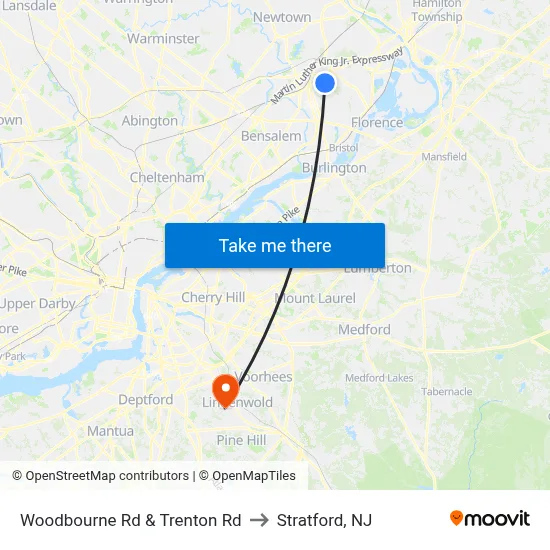 Woodbourne Rd & Trenton Rd to Stratford, NJ map