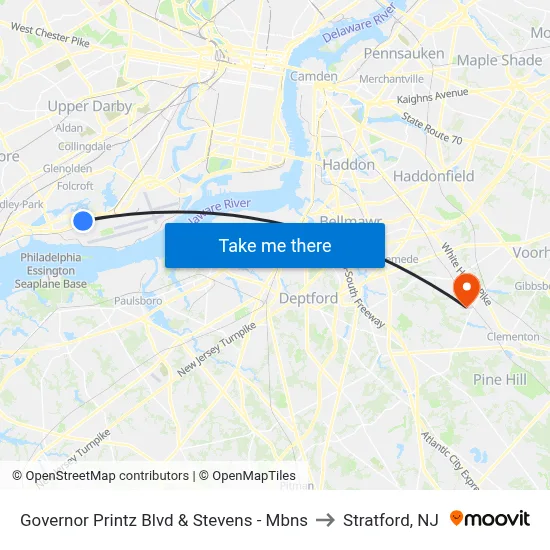 Governor Printz Blvd & Stevens - Mbns to Stratford, NJ map