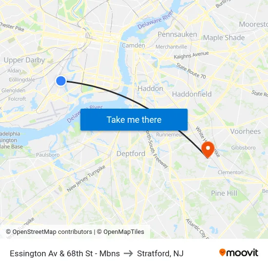 Essington Av & 68th St - Mbns to Stratford, NJ map