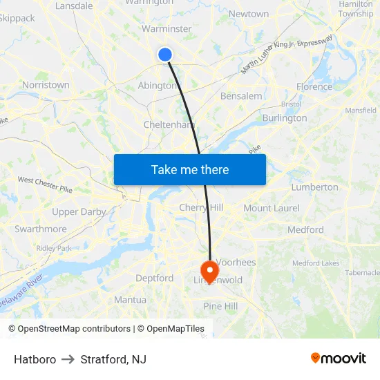 Hatboro to Stratford, NJ map
