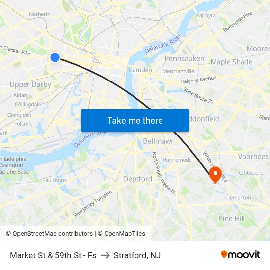 Market St & 59th St - Fs to Stratford, NJ map