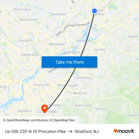Us-206 220' N Of Princeton Pike to Stratford, NJ map