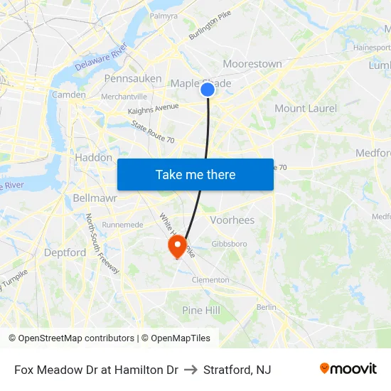 Fox Meadow Dr at Hamilton Dr to Stratford, NJ map
