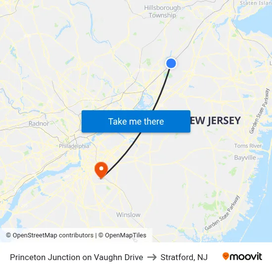 Princeton Junction on Vaughn Drive to Stratford, NJ map