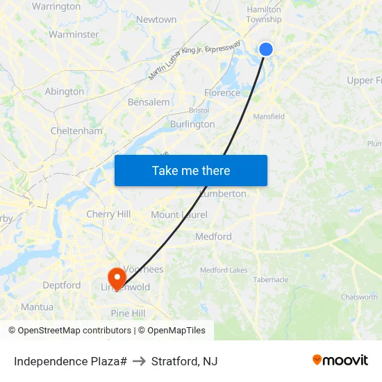 Independence Plaza# to Stratford, NJ map
