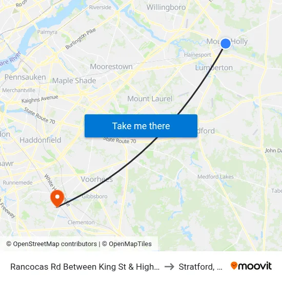 Rancocas Rd Between King St & High St to Stratford, NJ map