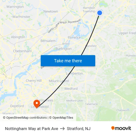 Nottingham Way at Park Ave to Stratford, NJ map