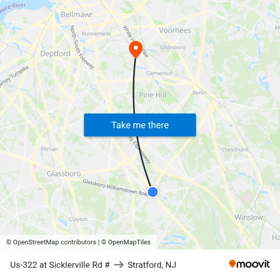 Us-322 at Sicklerville Rd # to Stratford, NJ map