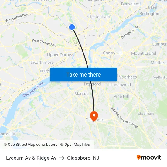 Lyceum Av & Ridge Av to Glassboro, NJ map